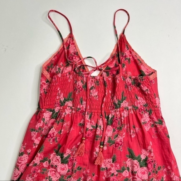 PERRY WALKER Annie Maxi II Floral Pink Boho Tassel Long Ruffle Tiered Maxi Dress - Picture 10 of 15